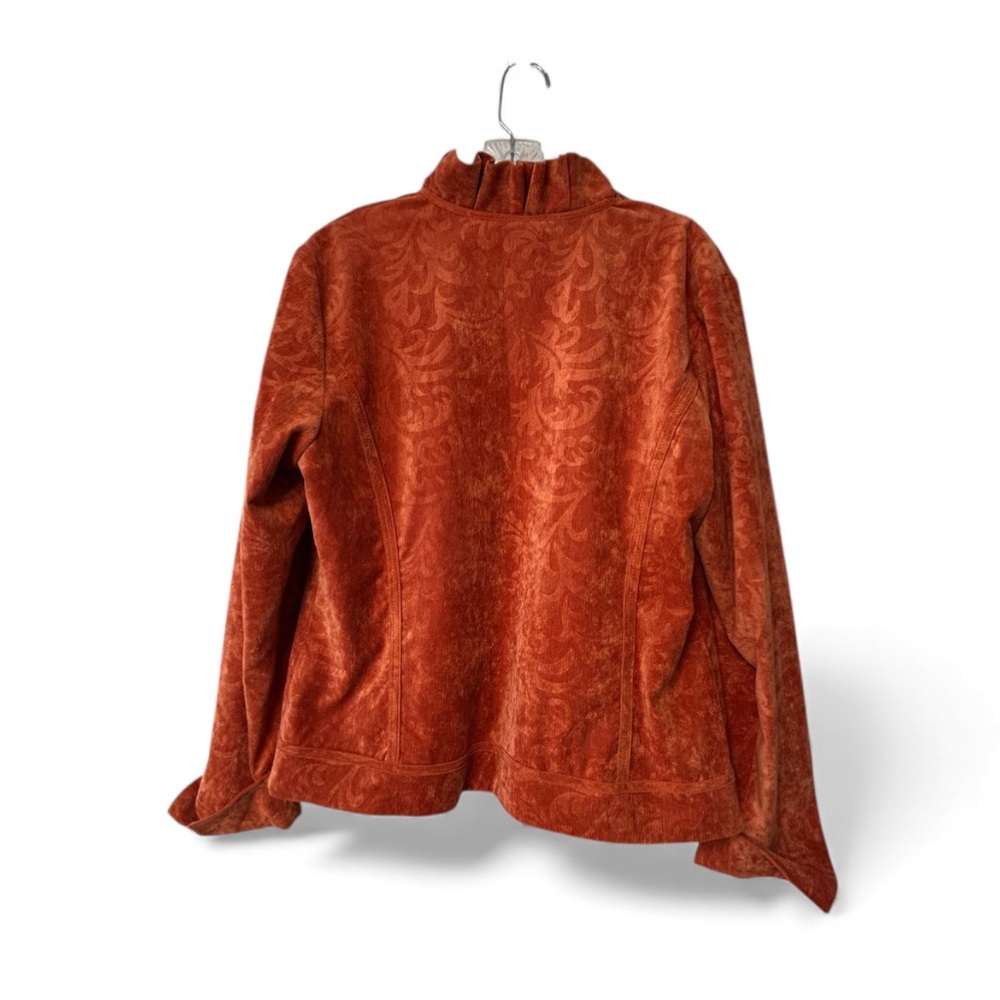 Chico's Rust Orange Ruffled Suede Jacket - Picture 6 of 9